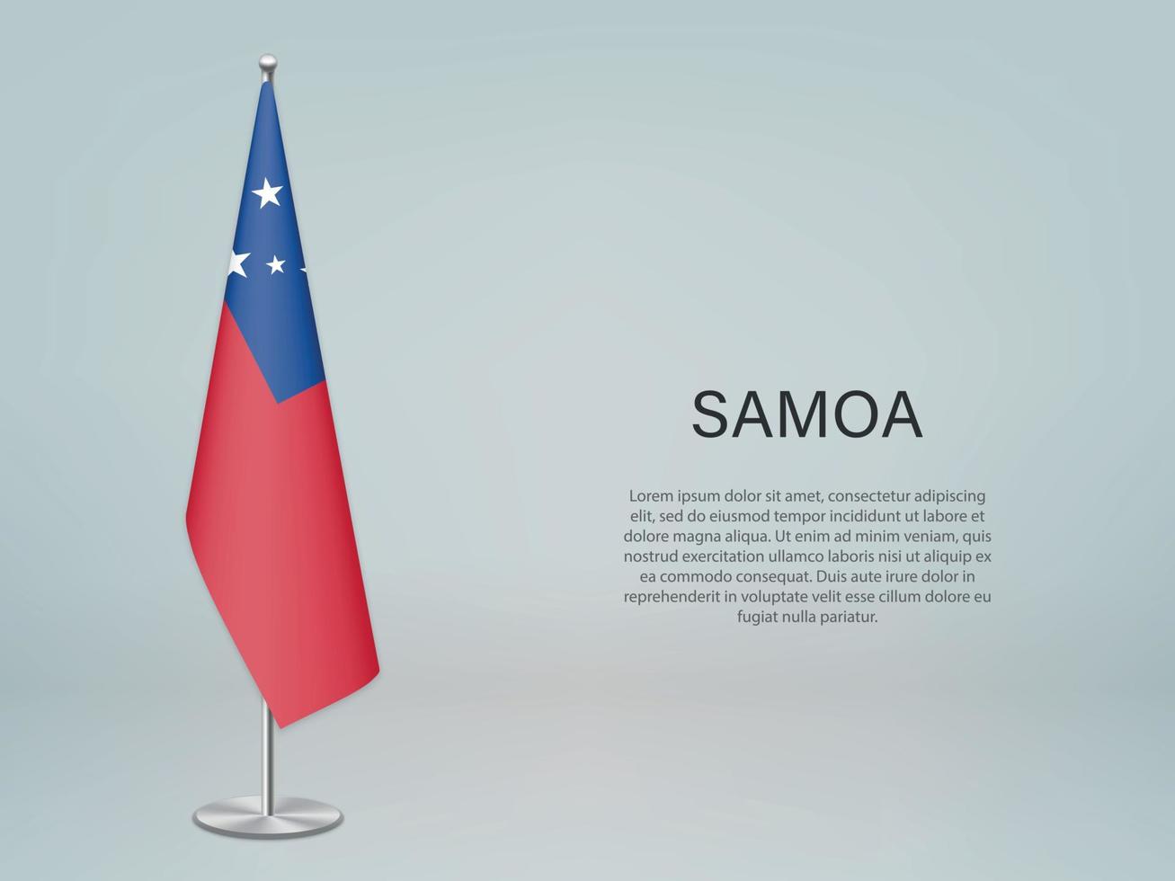 Samoa hanging flag on stand. Template forconference banner vector