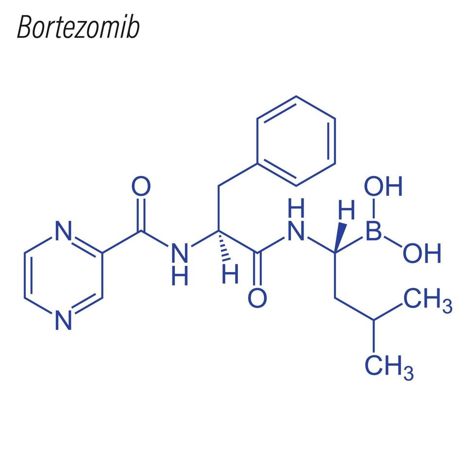 Vector Skeletal formula of Bortezomib. Drug chemical molecule.