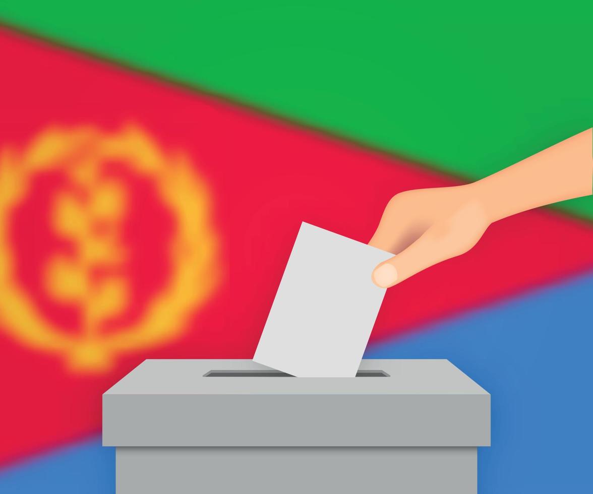 fondo de la bandera electoral de eritrea. urna con plantilla de bandera borrosa para su diseño vector