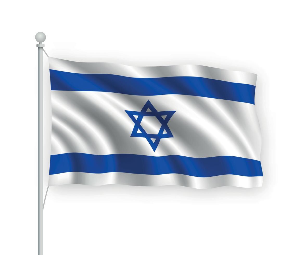 3d waving flag Israel Isolated on white background. vector