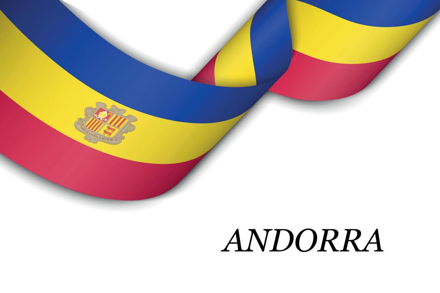 Waving ribbon or banner with flag of Andorra vector