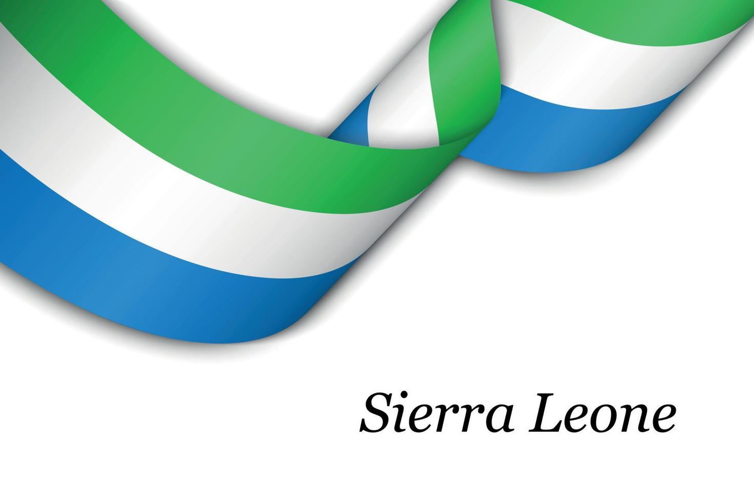 Waving ribbon or banner with flag of Sierra Leone. vector