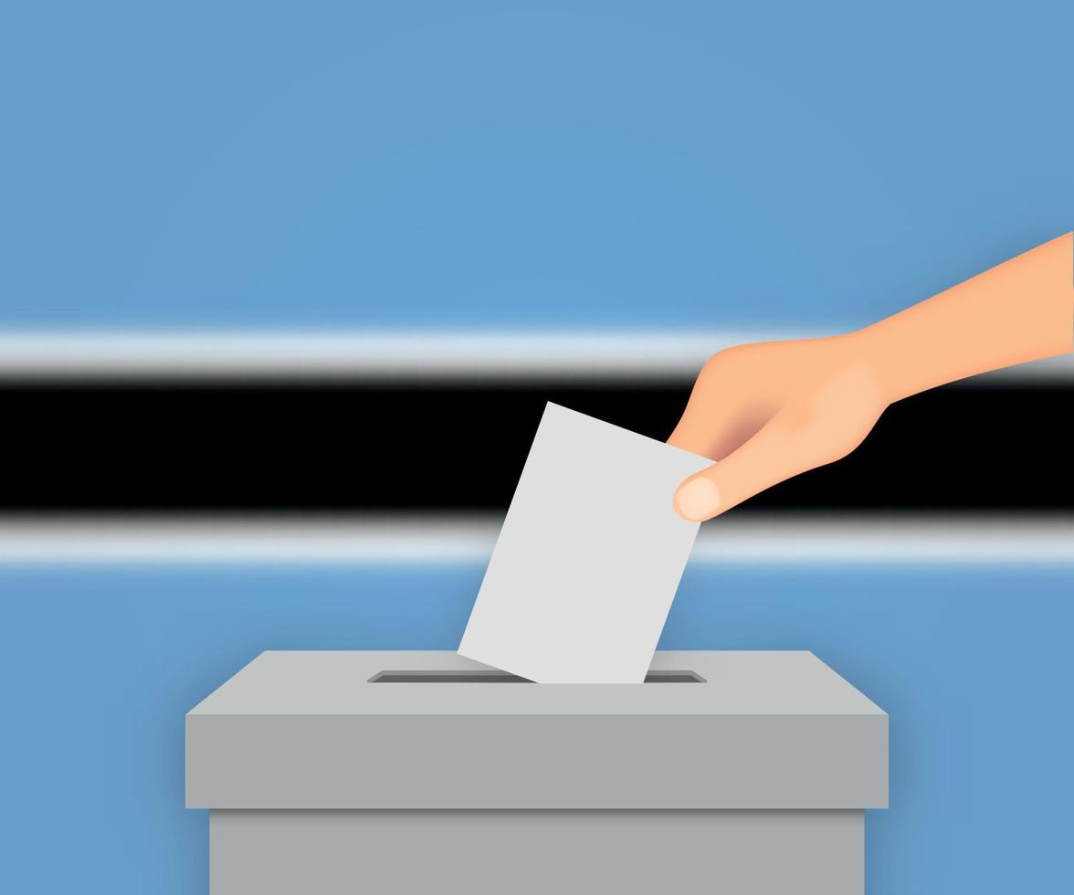 Botswana election banner background. Ballot Box with blurred fla Template for your design vector