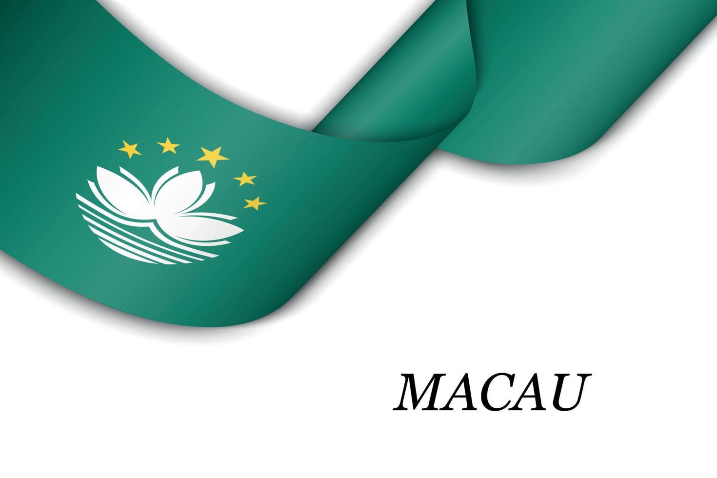 Waving ribbon or banner with flag of Macau vector