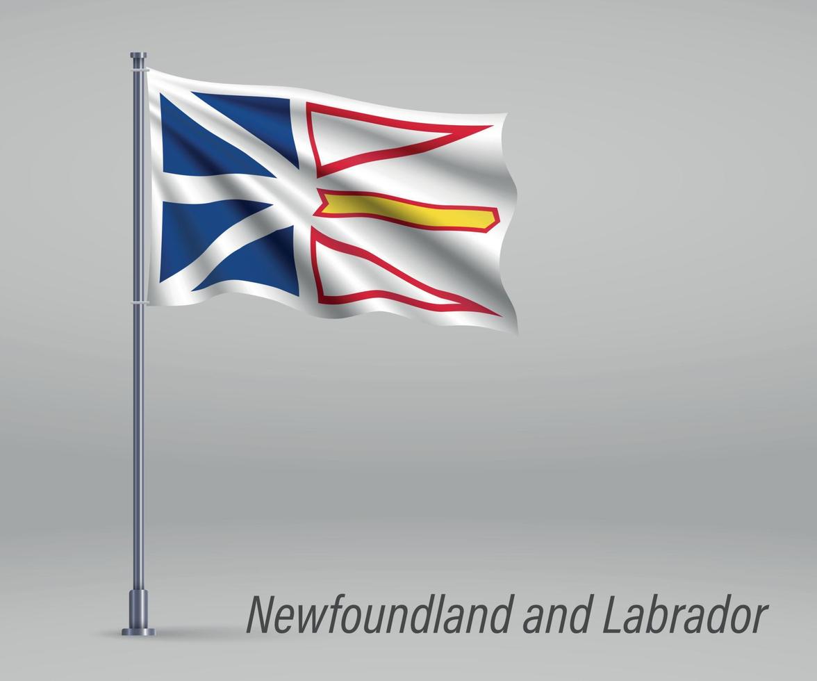 ondeando la bandera de terranova y labrador - provincia de canadá en vector