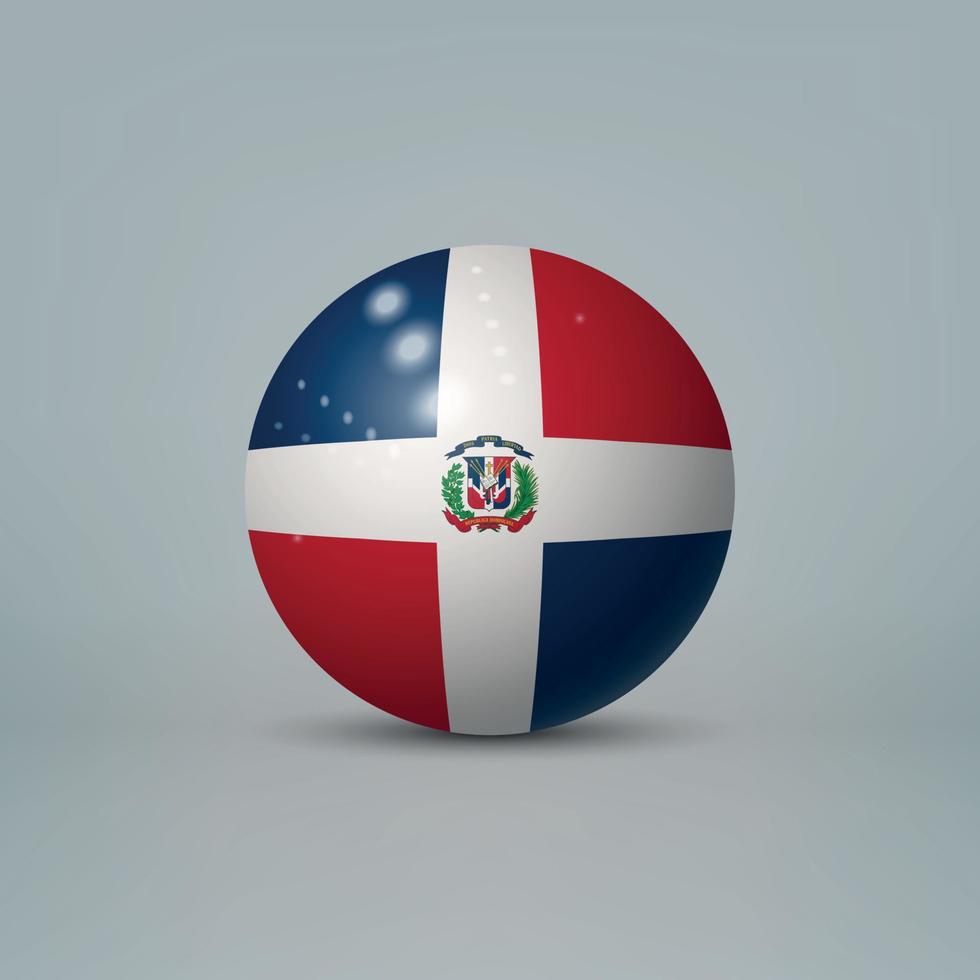 3d realistic glossy plastic ball or sphere with flag of Dominica vector