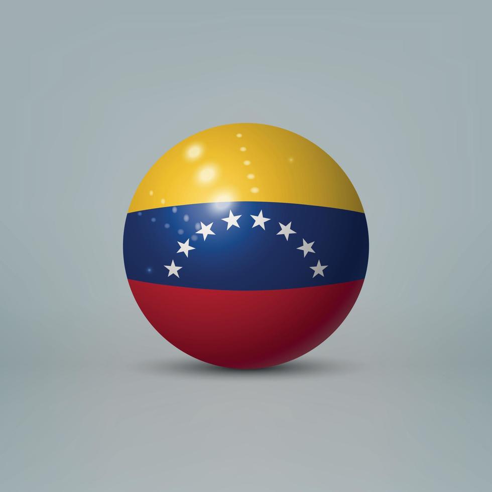 3d realistic glossy plastic ball or sphere with flag of Venezuel vector