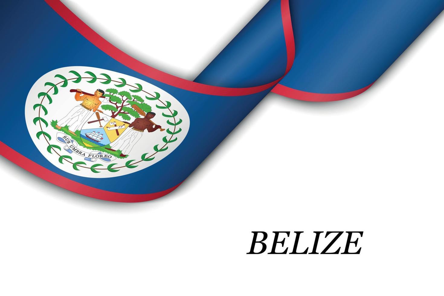 Waving ribbon or banner with flag of Belize vector