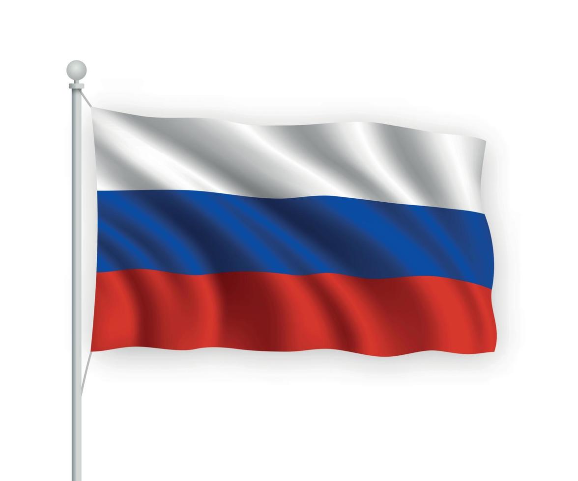 3d waving flag Russia Isolated on white background. vector