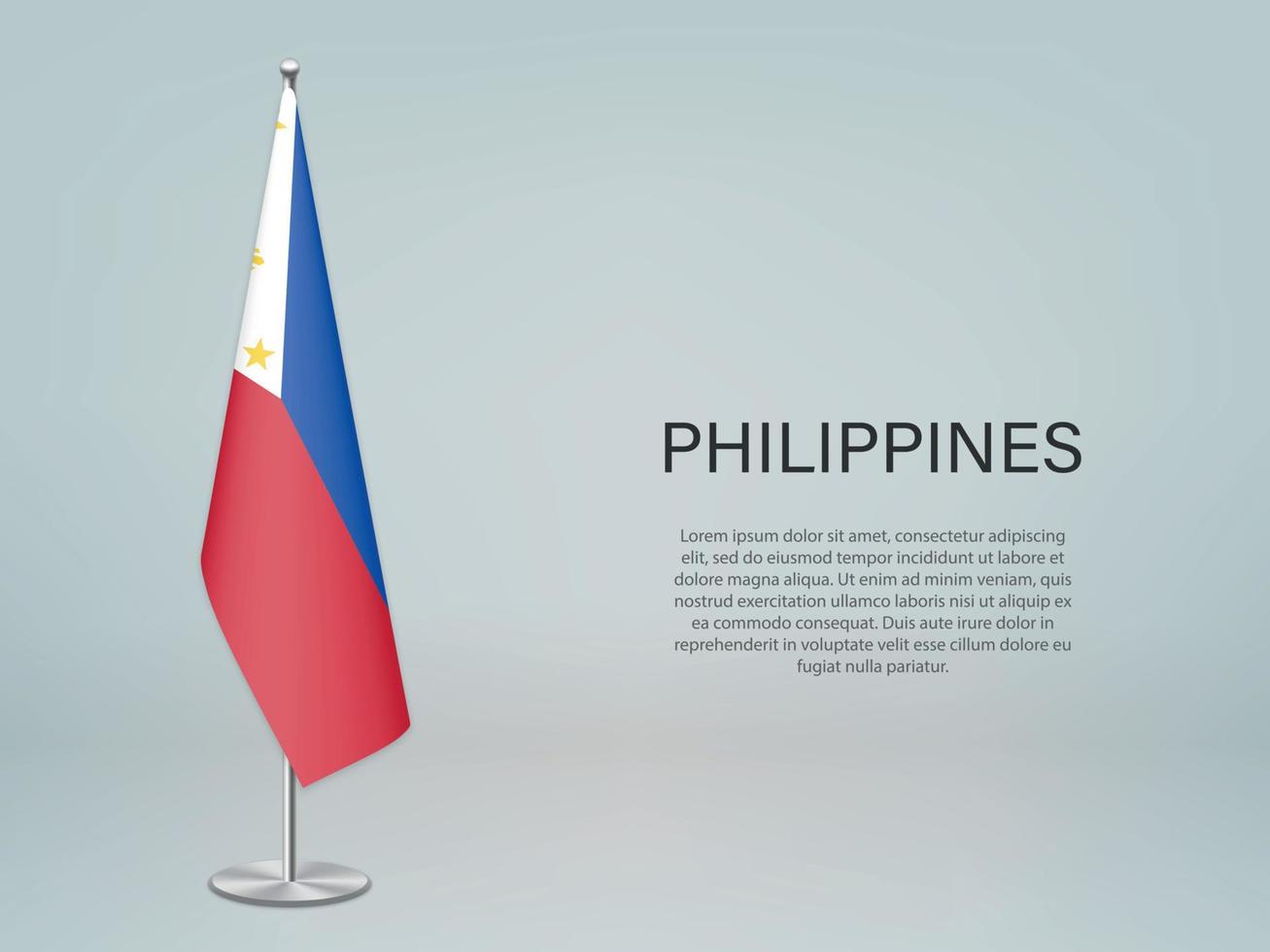 Filipinas colgando la bandera en el stand. plantilla para banner de conferencia vector