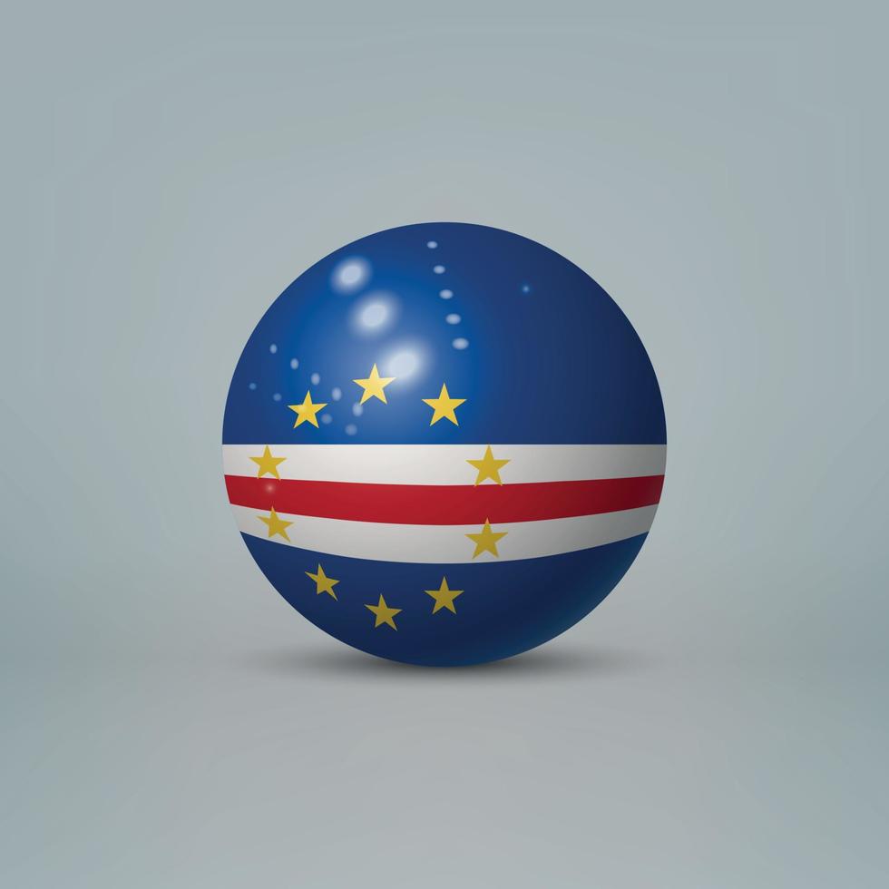 3d realistic glossy plastic ball or sphere with flag of Cape Ver vector