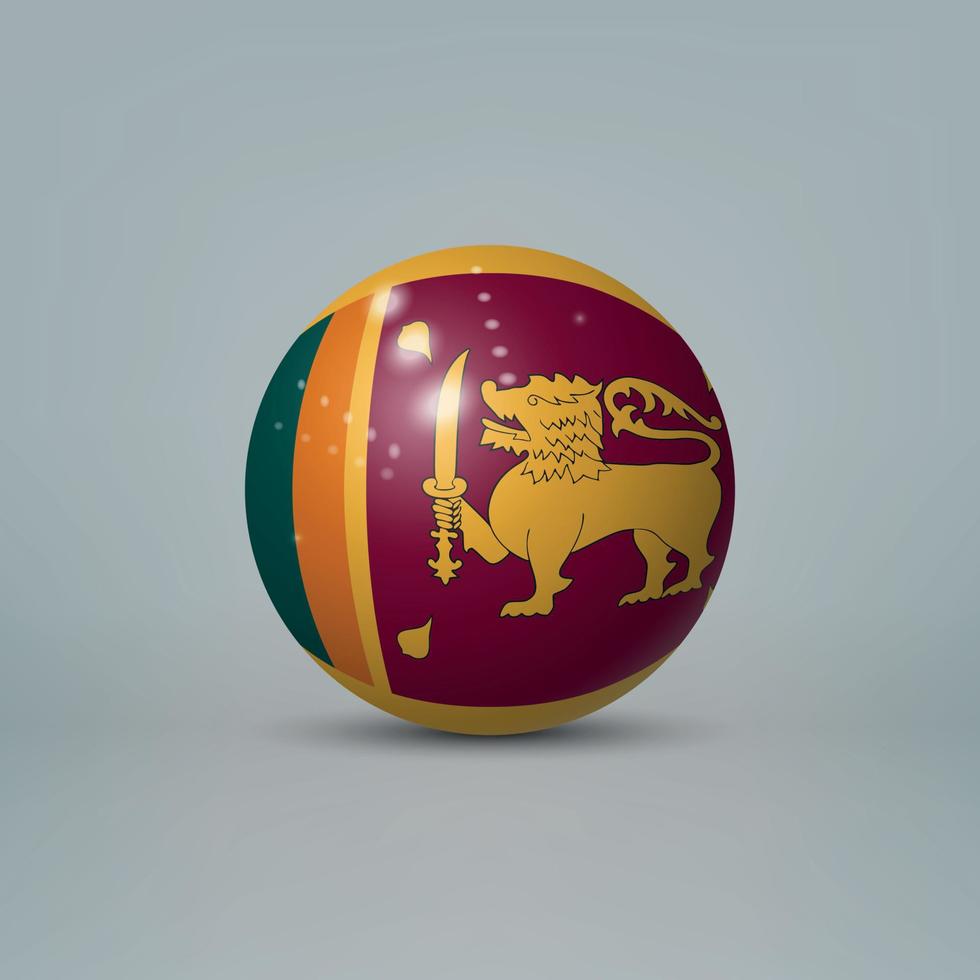 3d realistic glossy plastic ball or sphere with flag of Sri Lank vector