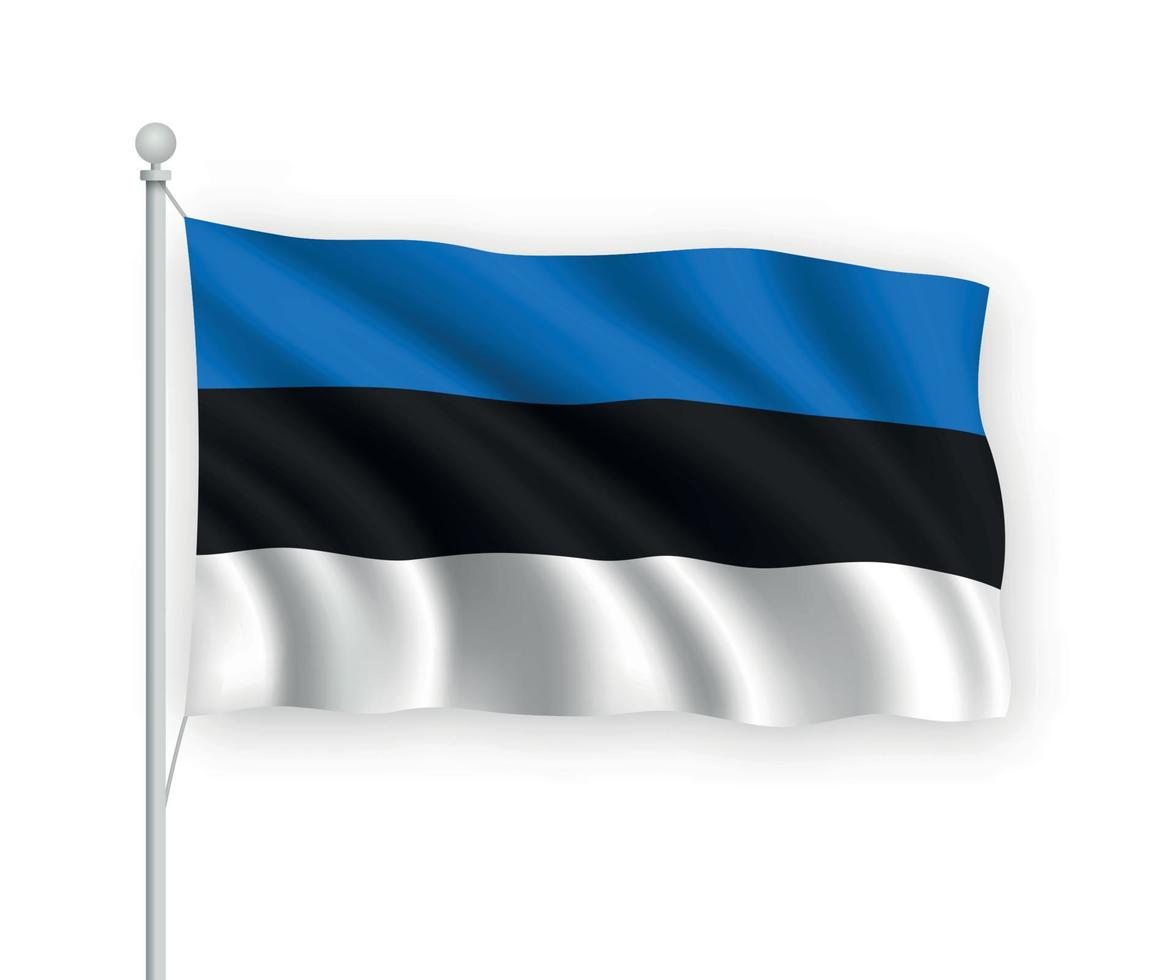 3d bandera ondeante estonia aislado sobre fondo blanco. vector