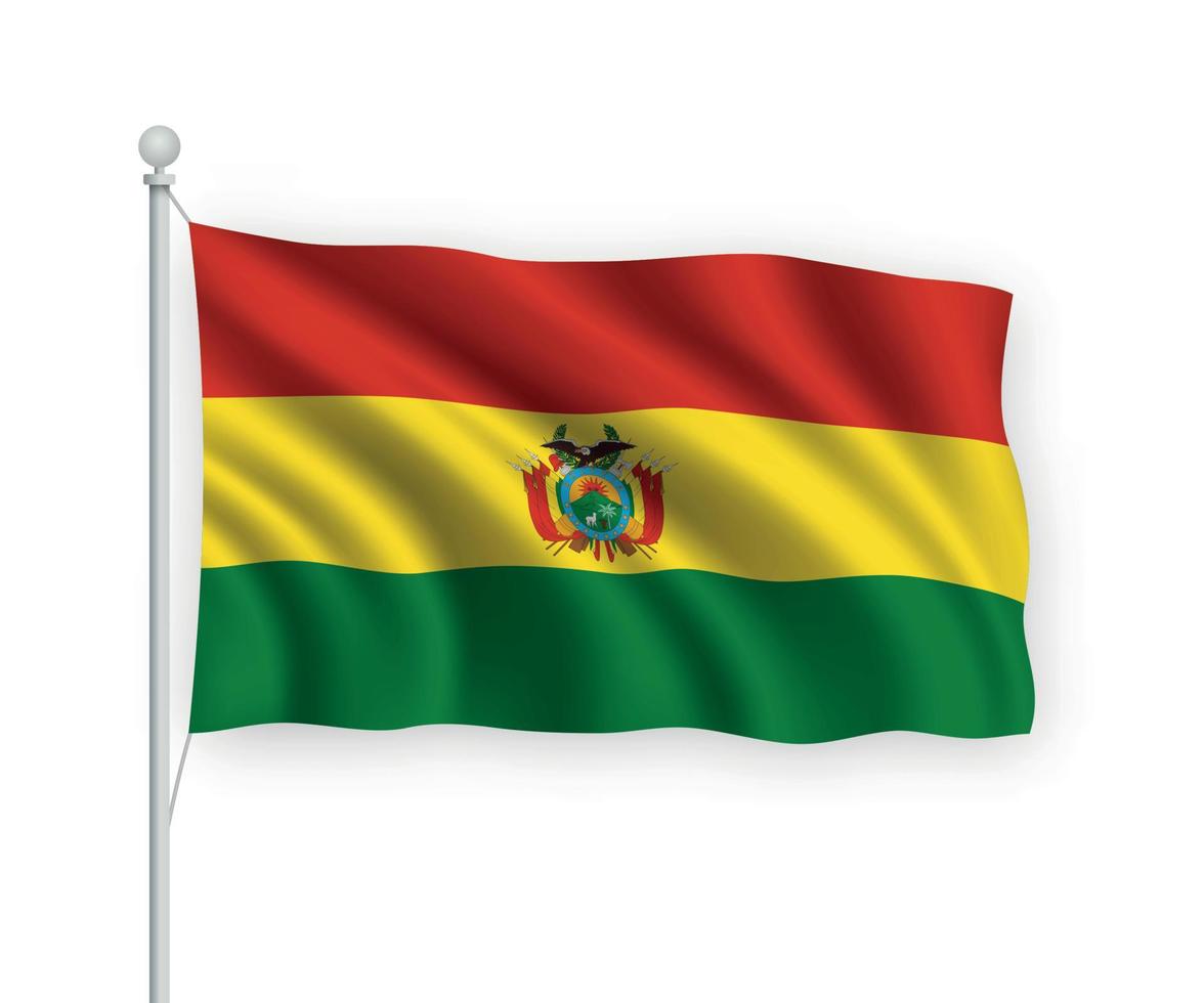 3d waving flag Bolivia Isolated on white background. vector