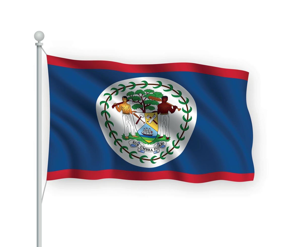 3d waving flag Belize Isolated on white background. vector