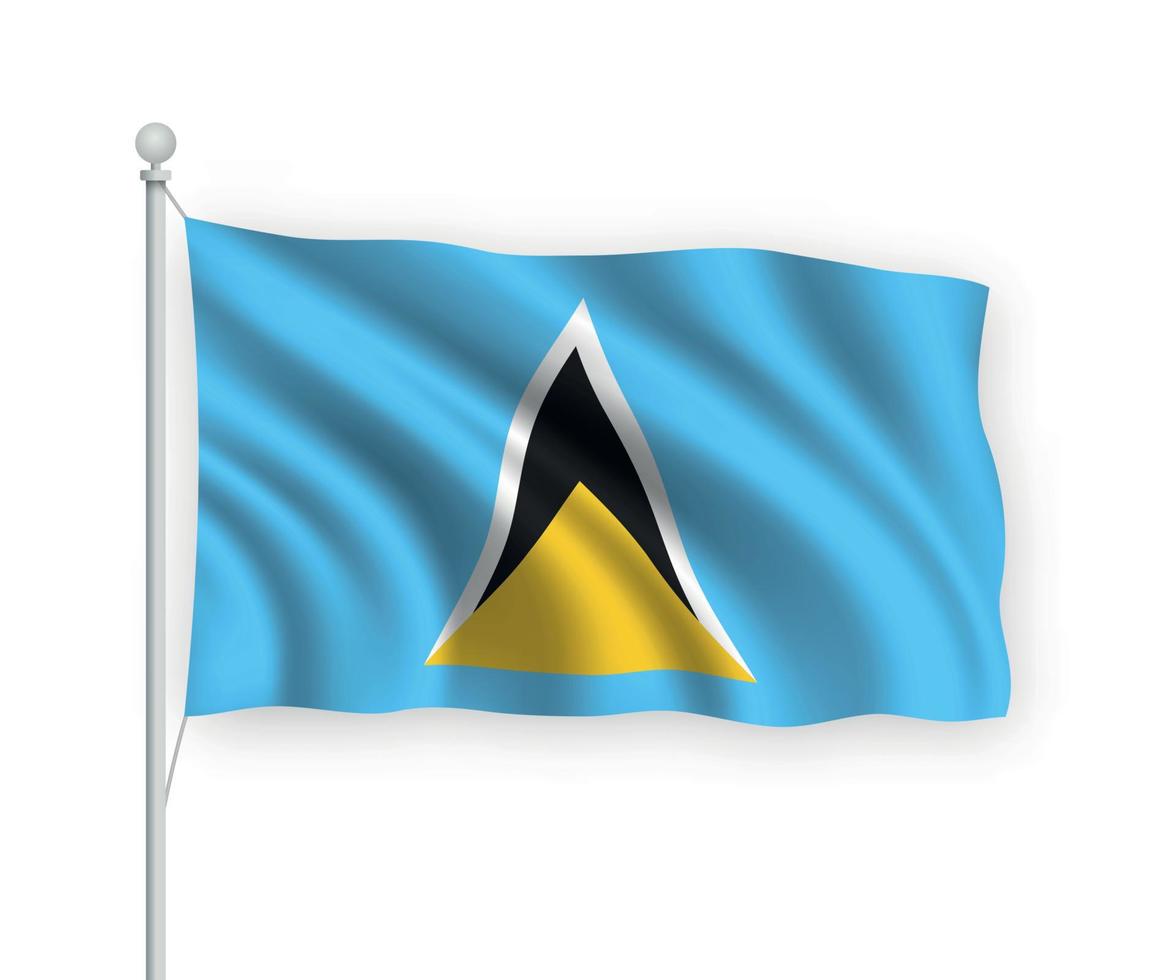 3d waving flag Saint Lucia Isolated on white background. vector