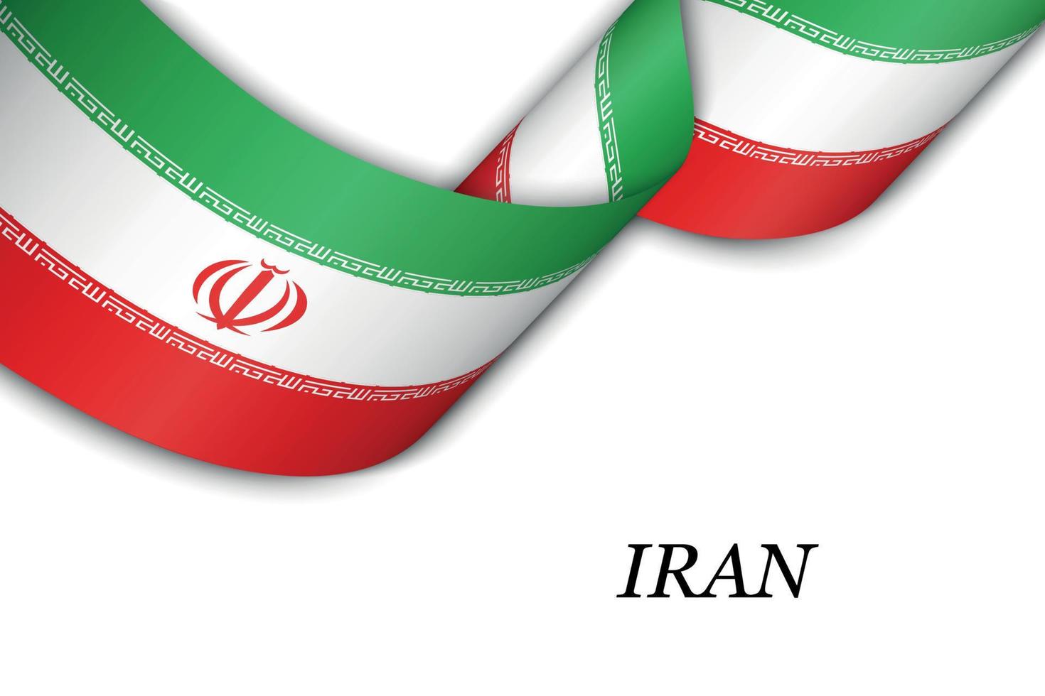 Waving ribbon or banner with flag of Iran vector