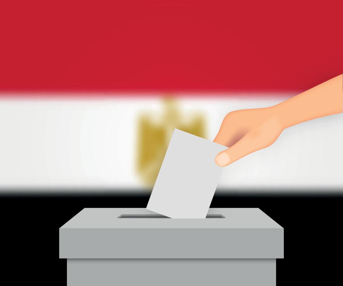 Egypt election banner background. Ballot Box with blurred flag Template for your design vector