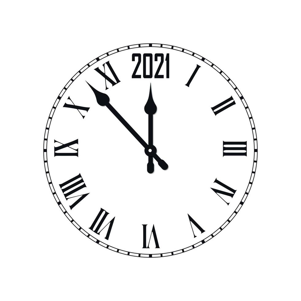 icono de feliz año nuevo 2021 con reloj. ilustración vectorial vector