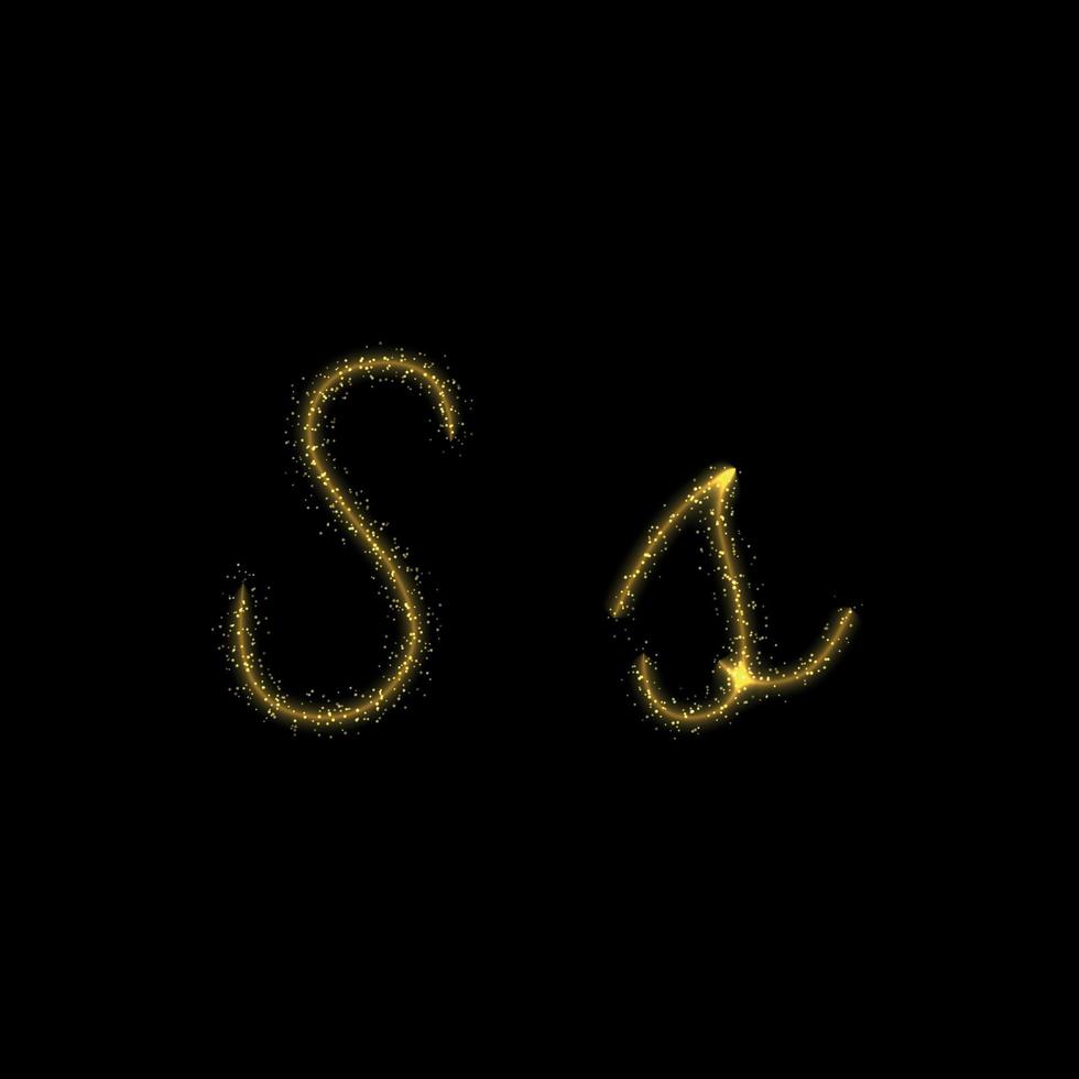 Gold glitter letter S, star sparkle trail font for your design vector
