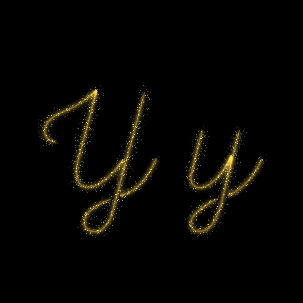 Gold glitter letter Y, star sparkle trail font for your design vector