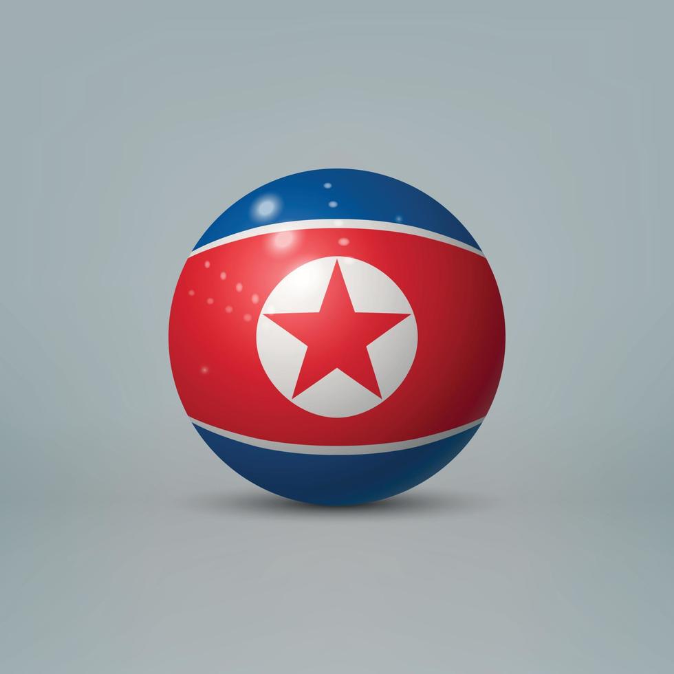 3d realistic glossy plastic ball or sphere with flag of North Ko vector