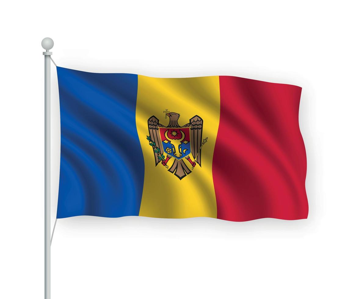 3d waving flag Moldova Isolated on white background. vector