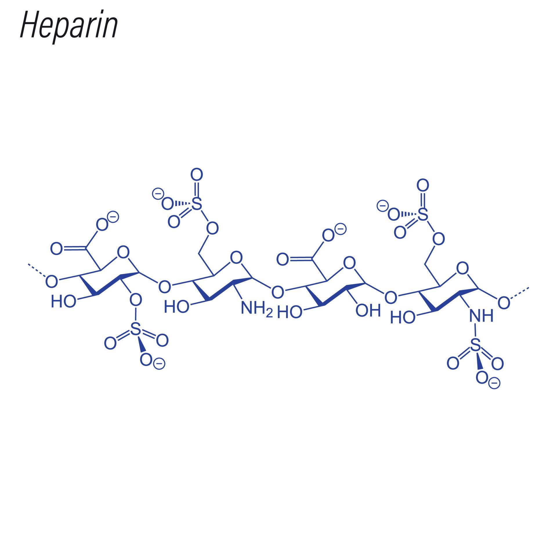 Vector Skeletal formula of Heparin. Drug chemical molecule. 6473459