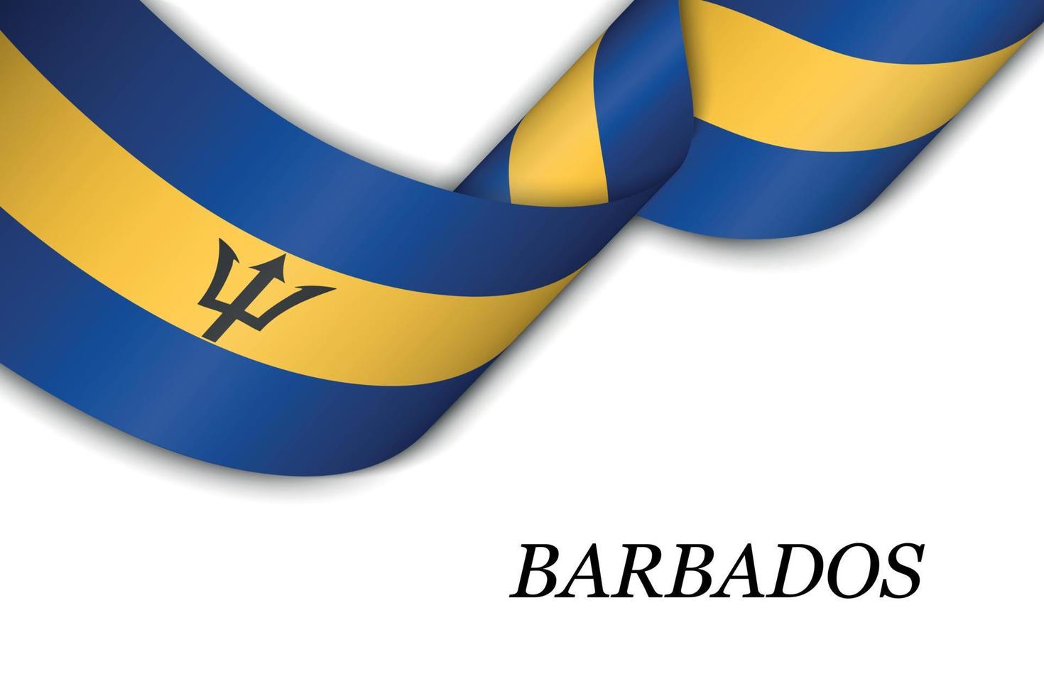 Waving ribbon or banner with flag of Barbados vector