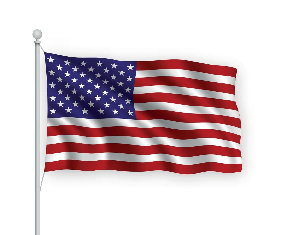 3d waving flag United States Isolated on white background. vector