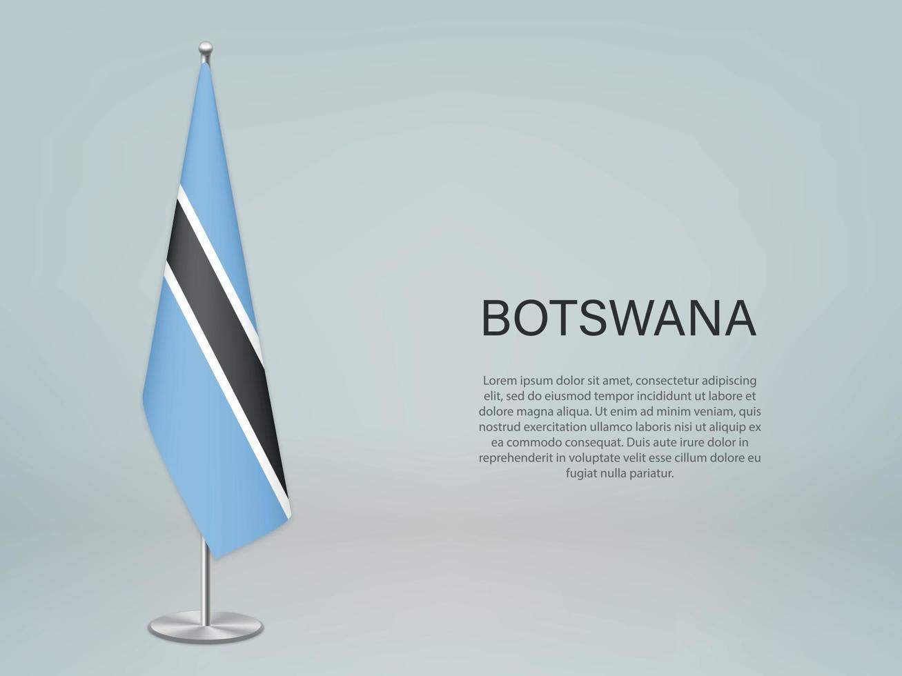 Botswana hanging flag on stand. Template forconference banner vector