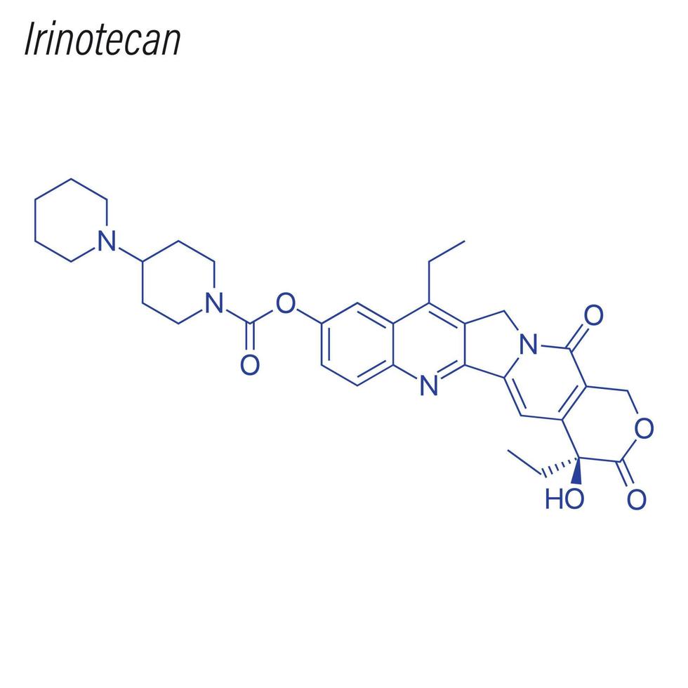 Vector Skeletal formula of Irinotecan. Drug chemical molecule.