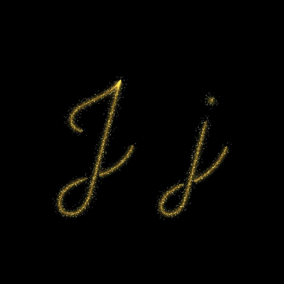 Gold glitter letter J, star sparkle trail font for your design vector