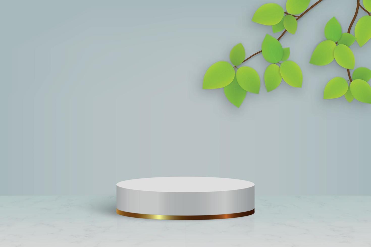3d minimal scene with podium and leaves for your design vector