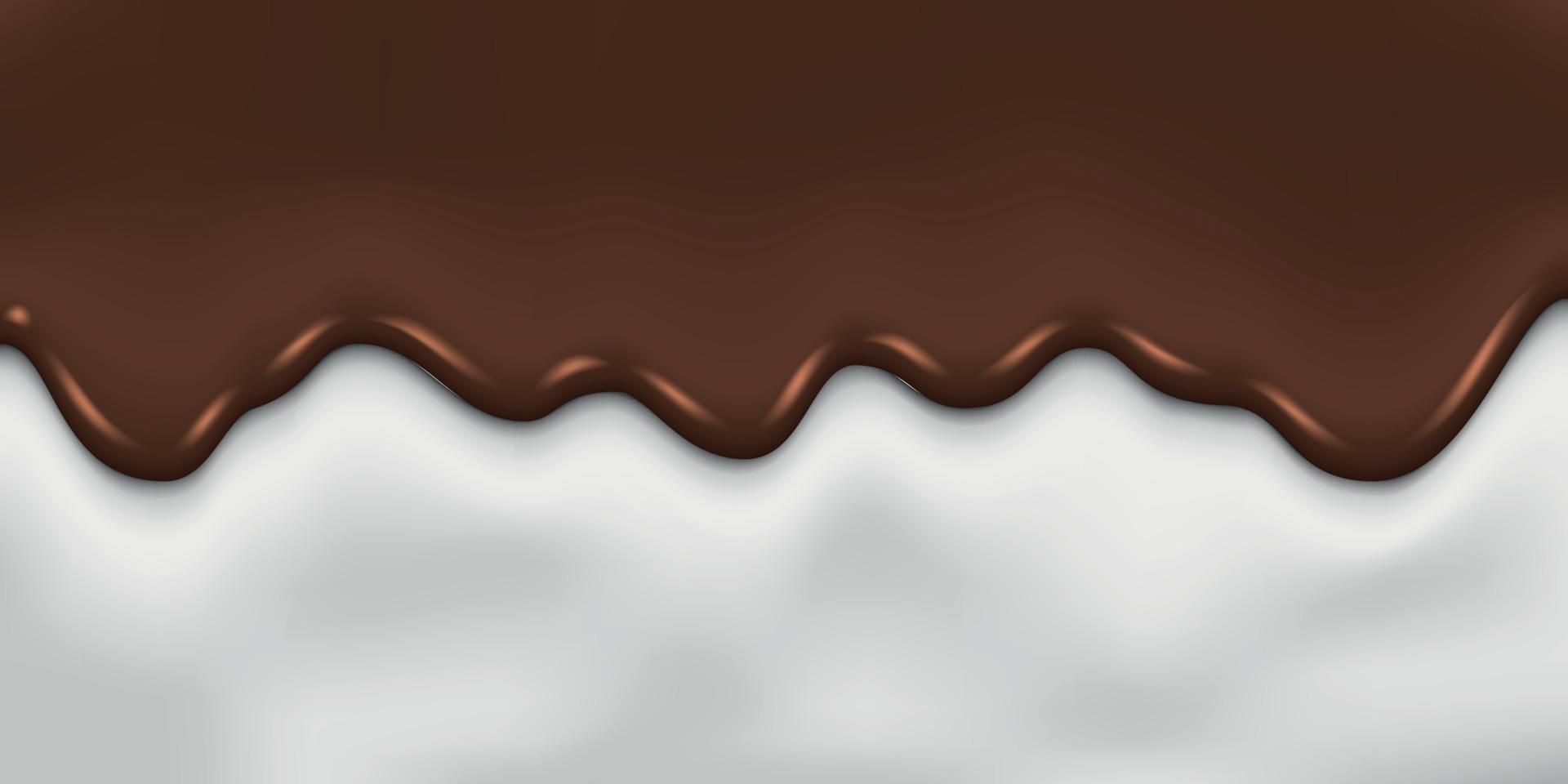 chorreando chocolate derretido y plantilla de fondo de leche para su diseño vector