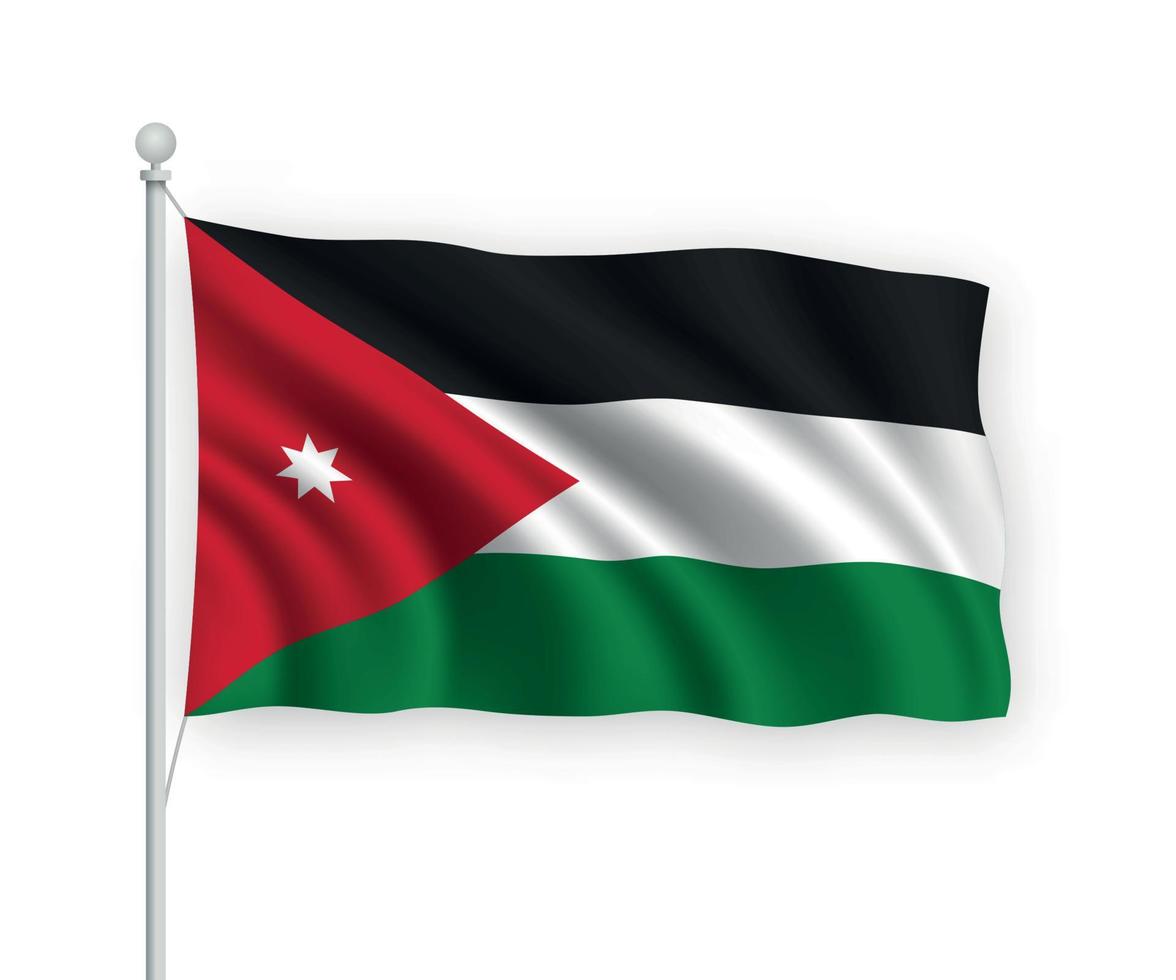 3d waving flag Jordan Isolated on white background. vector