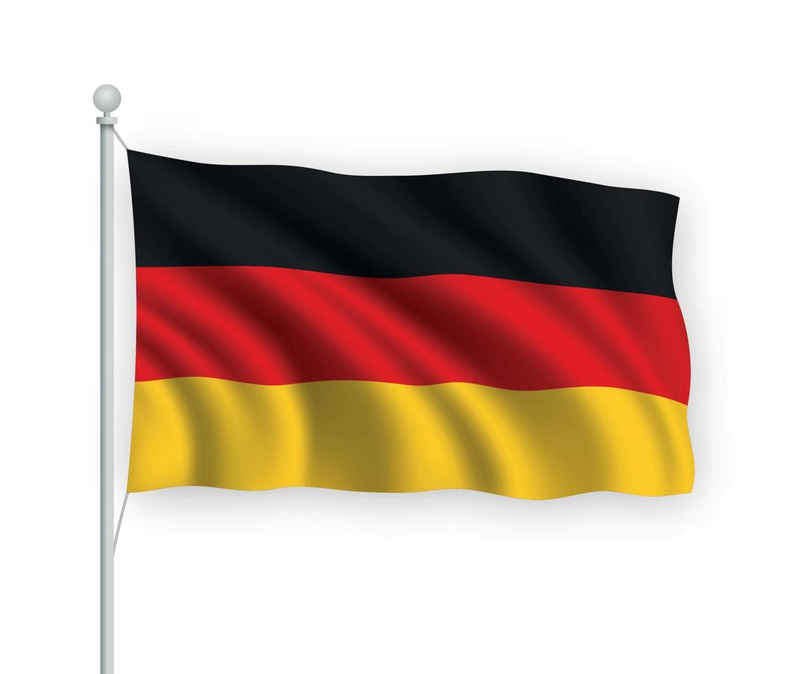 3d bandera ondeante alemania aislado sobre fondo blanco. vector