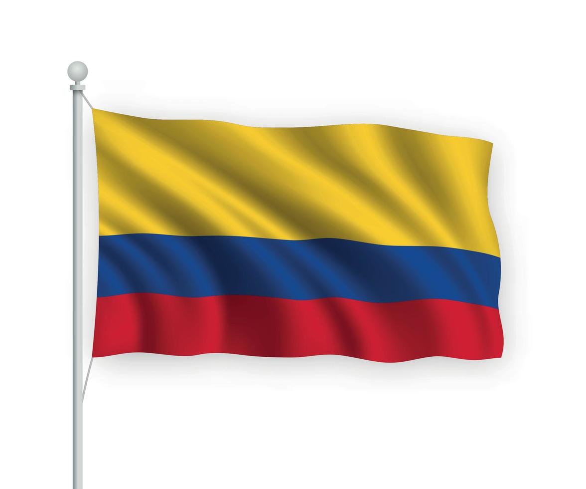 3d waving flag Colombia Isolated on white background. vector