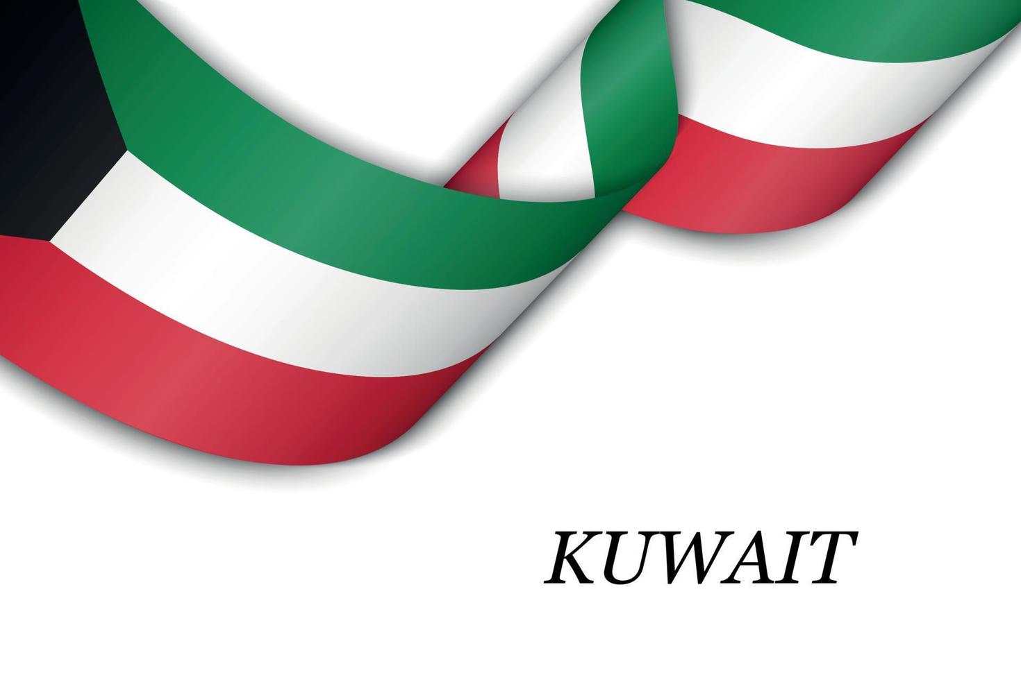 Waving ribbon or banner with flag of Kuwait vector