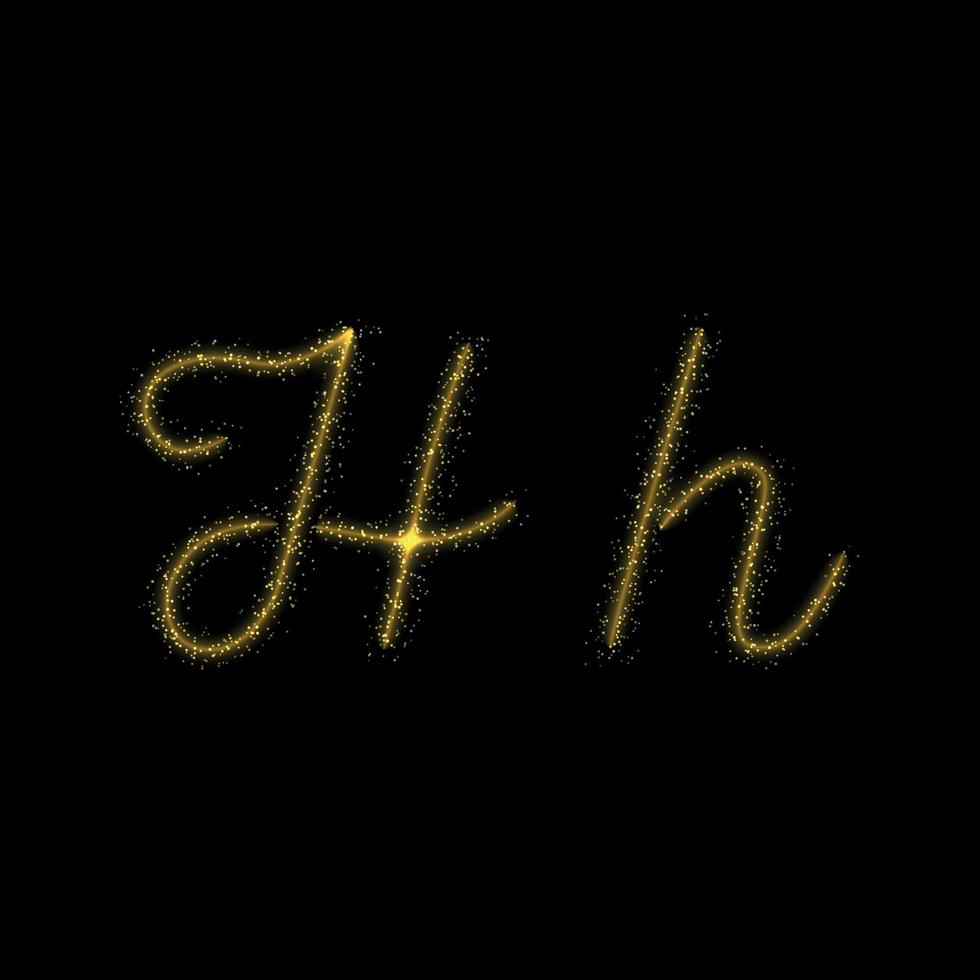 Gold glitter letter H, star sparkle trail font for your design vector