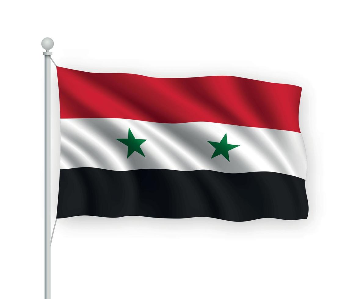 3d waving flag Syria Isolated on white background. vector
