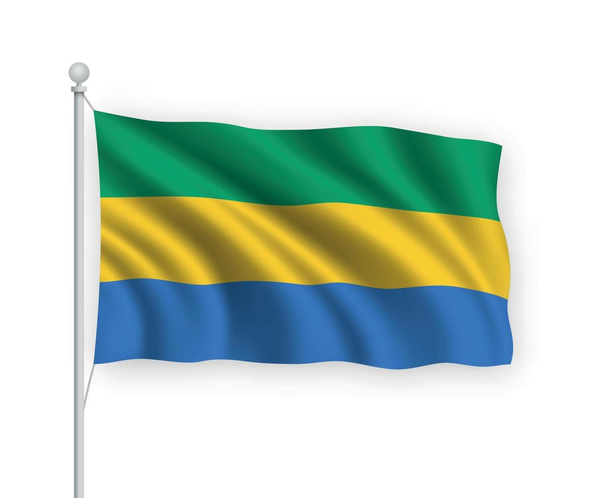 3d waving flag Gabon Isolated on white background. vector
