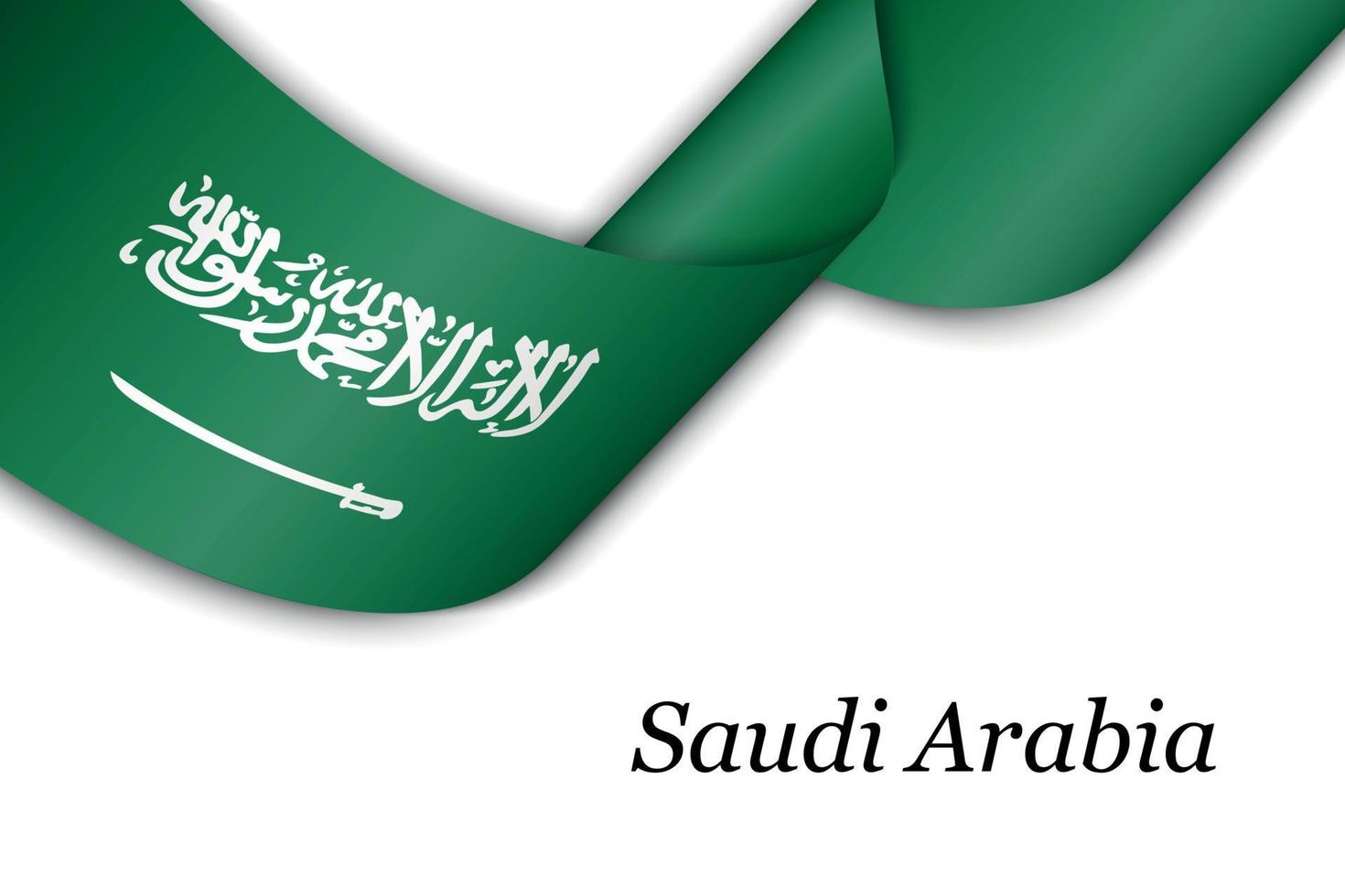 cinta ondeante o pancarta con la bandera de arabia saudita vector