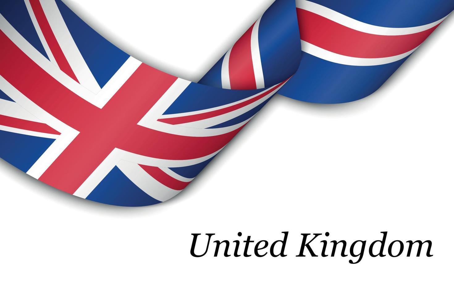 Waving ribbon or banner with flag of United Kingdom vector