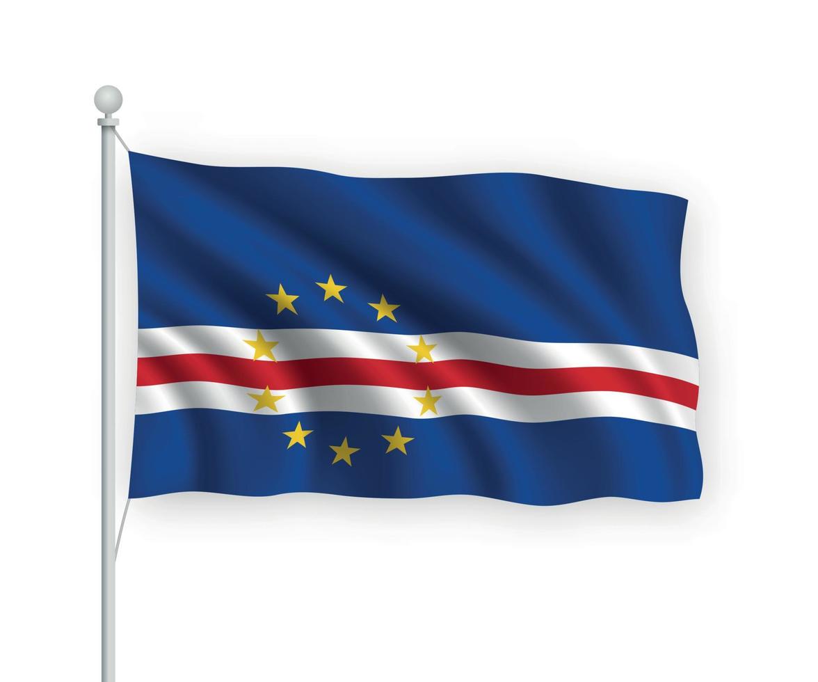 3d waving flag Cabo Verde Isolated on white background. vector