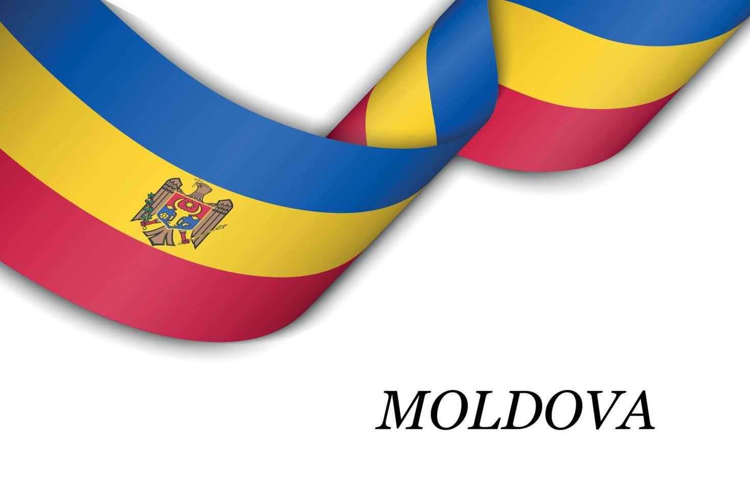 Waving ribbon or banner with flag of Moldova vector