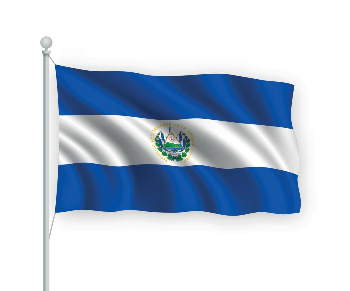3d waving flag El Salvador Isolated on white background. vector