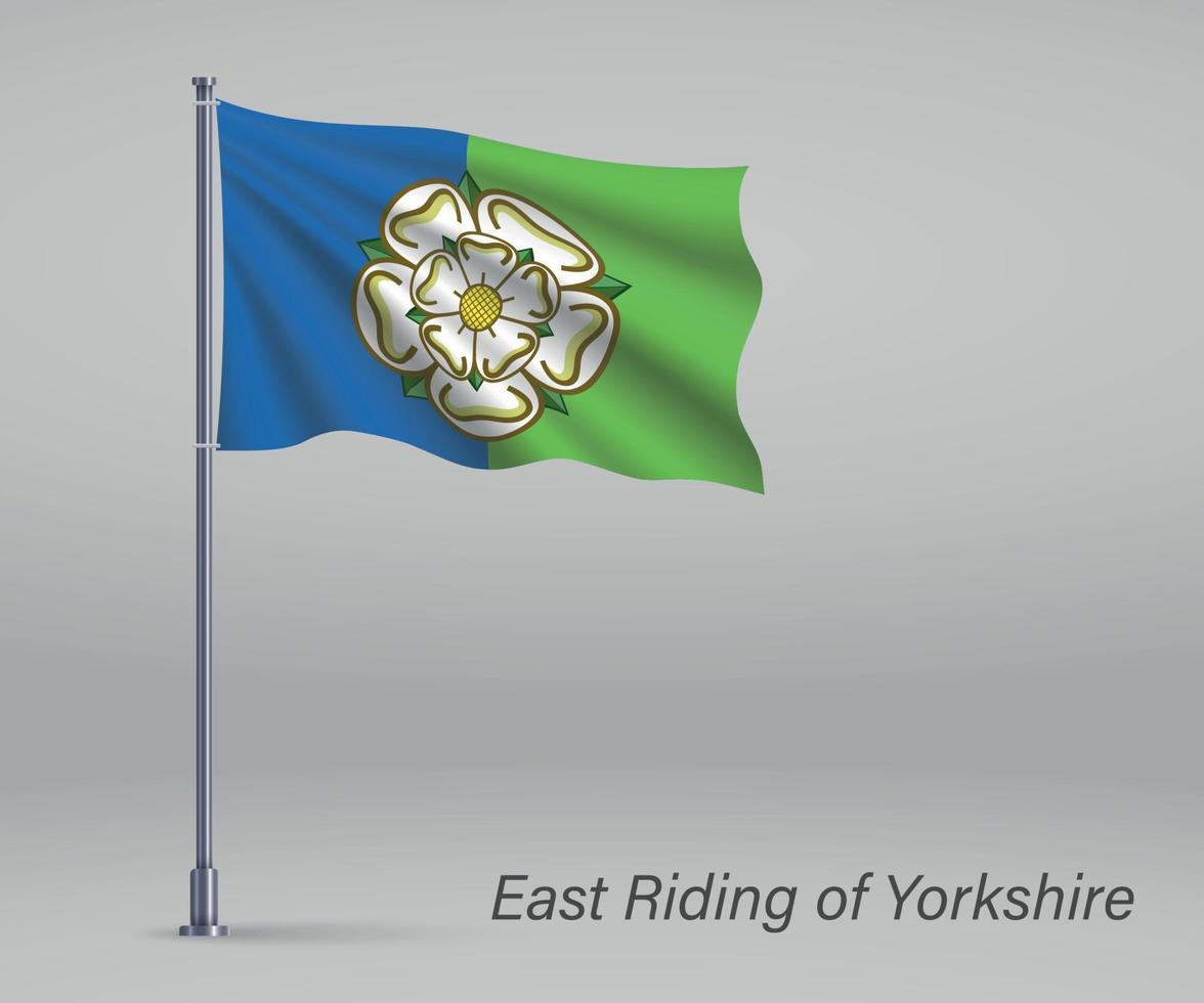 Waving flag of East Riding of Yorkshire - county of England on f vector