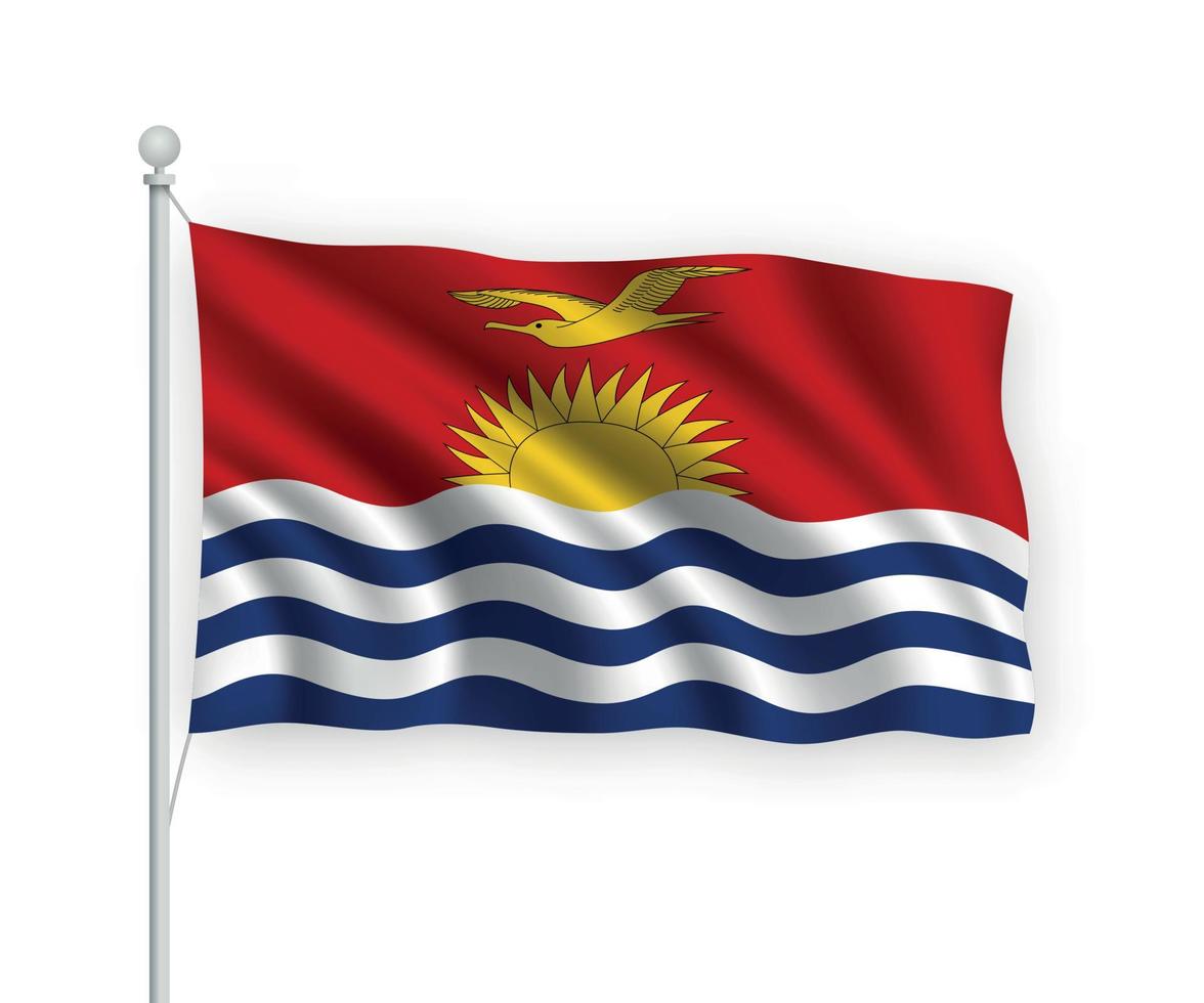 3d waving flag Kiribati Isolated on white background. vector