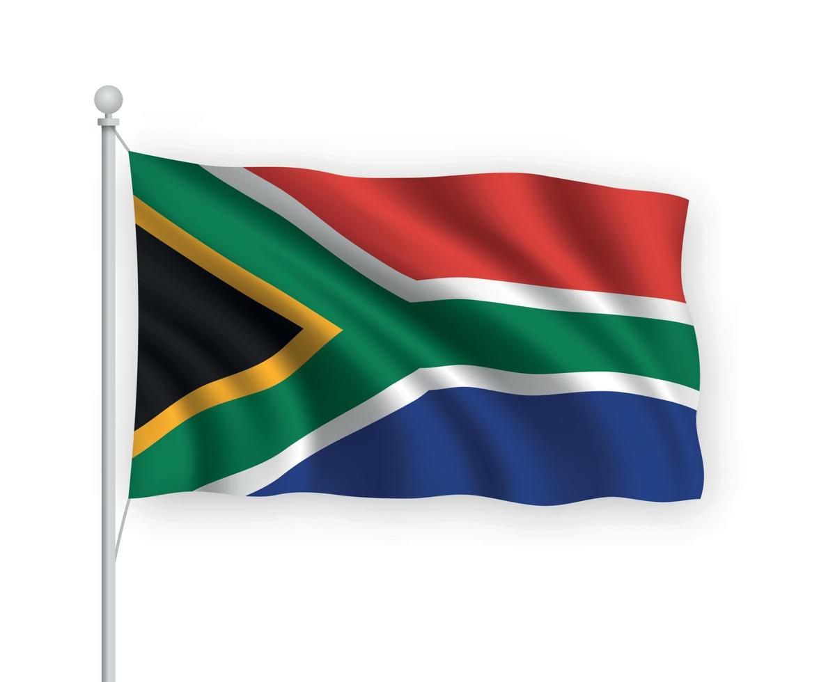 3d waving flag South Africa Isolated on white background. vector